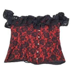 Daisy Corset Lavish Red Black Lace Floral Off The Shoulder Size Large
